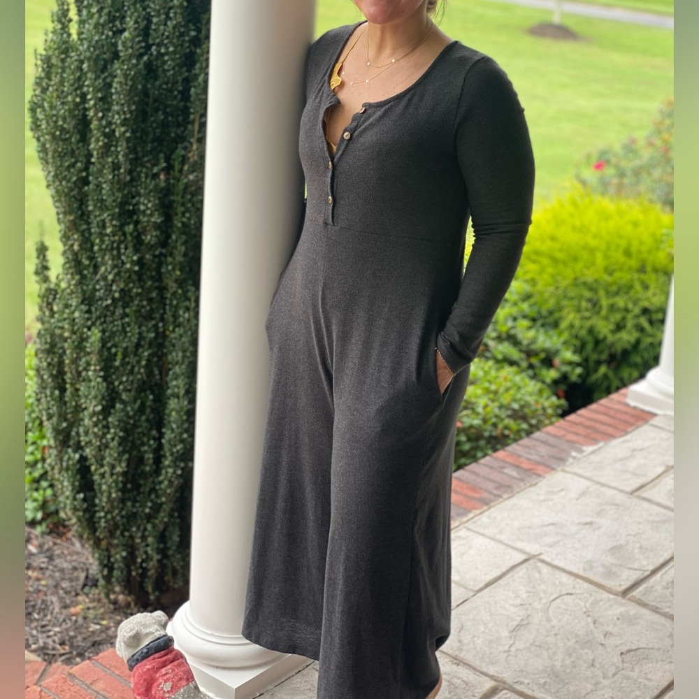 Three Bird Nest Charcoal Gray Long Sleeve Jumpsuit Romper